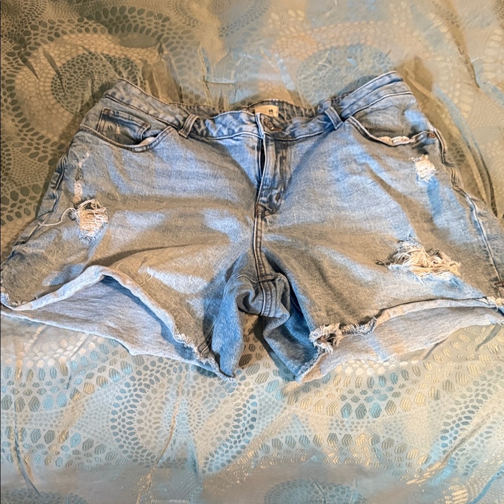 Maurice’s Distressed Light Blue Denim Shorts